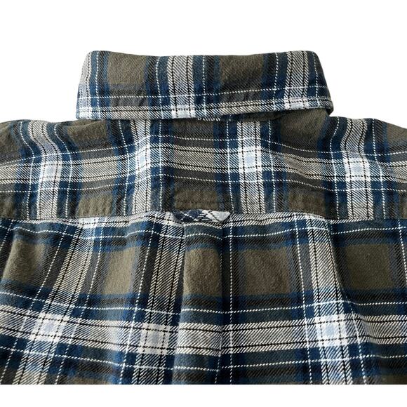 JACHS LONG SLEEVE BUTTON HERITAGE FLANNEL SHIRT, MENS, XL-BLUE OLIVE GREEN PLAID - Picture 5 of 12